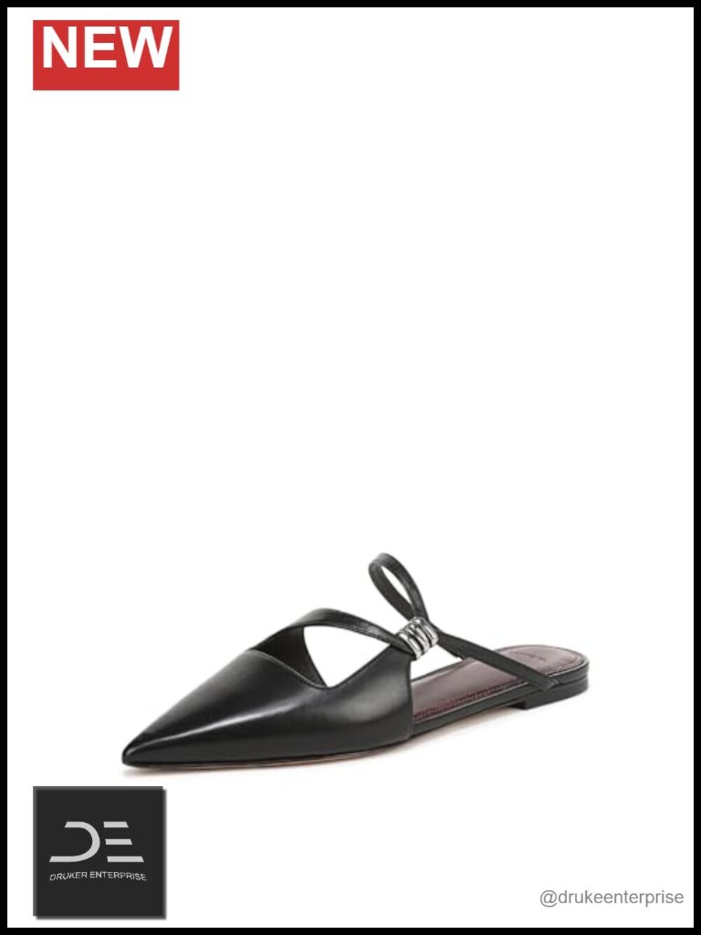 Vince Gilia Mule Shoes Leather Pointed Toe Flats Women's Slip On